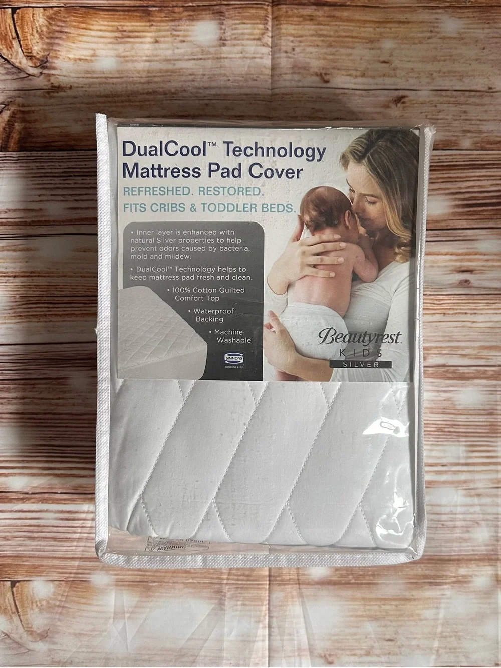 Beauty Rest Kids Silver Dual Cool Technology Mattress Pad Cover Toddler Bed Crib